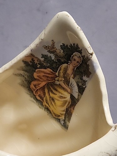 Vintage Royal China Victorian Romance Scene Swan Planter 22Kt Gold Set - Picture 3 of 13