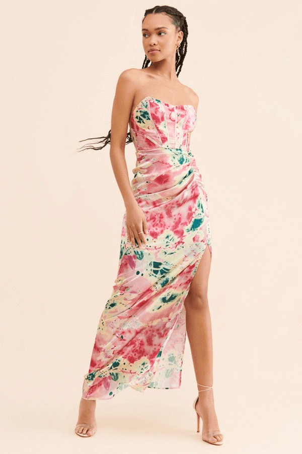 Let Me Be Floral Corset Maxi Dress Size M | eBay