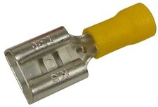 Yellow Vinyl Insulated Female Disconnects 12-10 AWG, Tab Size 0.375" 