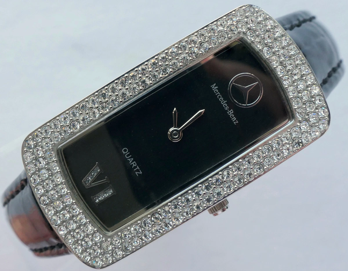 Rare Vtg Mercedes Benz Ladies Swarovski Austrian Crystal Swiss Movt Steel RA762 Goebel Crystal Car - 1954 Mercedes Benz 300SL (gullwing  main image 3