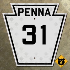 Pennsylvania state Route 31 highway marker shield road sign 1940 Somerset 12x12
