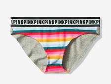 XS Victoria's Secret PINK Logo Band Retro Rainbow Bikini - Support Rescue