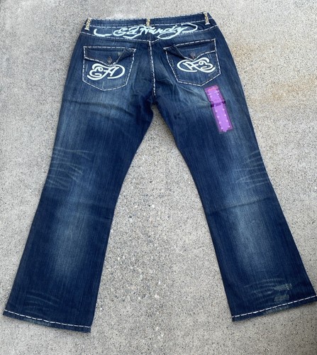 Ed Hardy Christian Audigier Genuine EH Rhinestone Bootcut Jeans Women’s 38x34