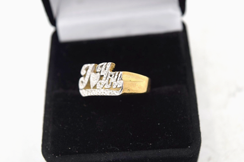 TWO TONE " I LOVE YOU" RING 10K DIAMOND CUT FINISH (BTS970) - Picture 3 of 6