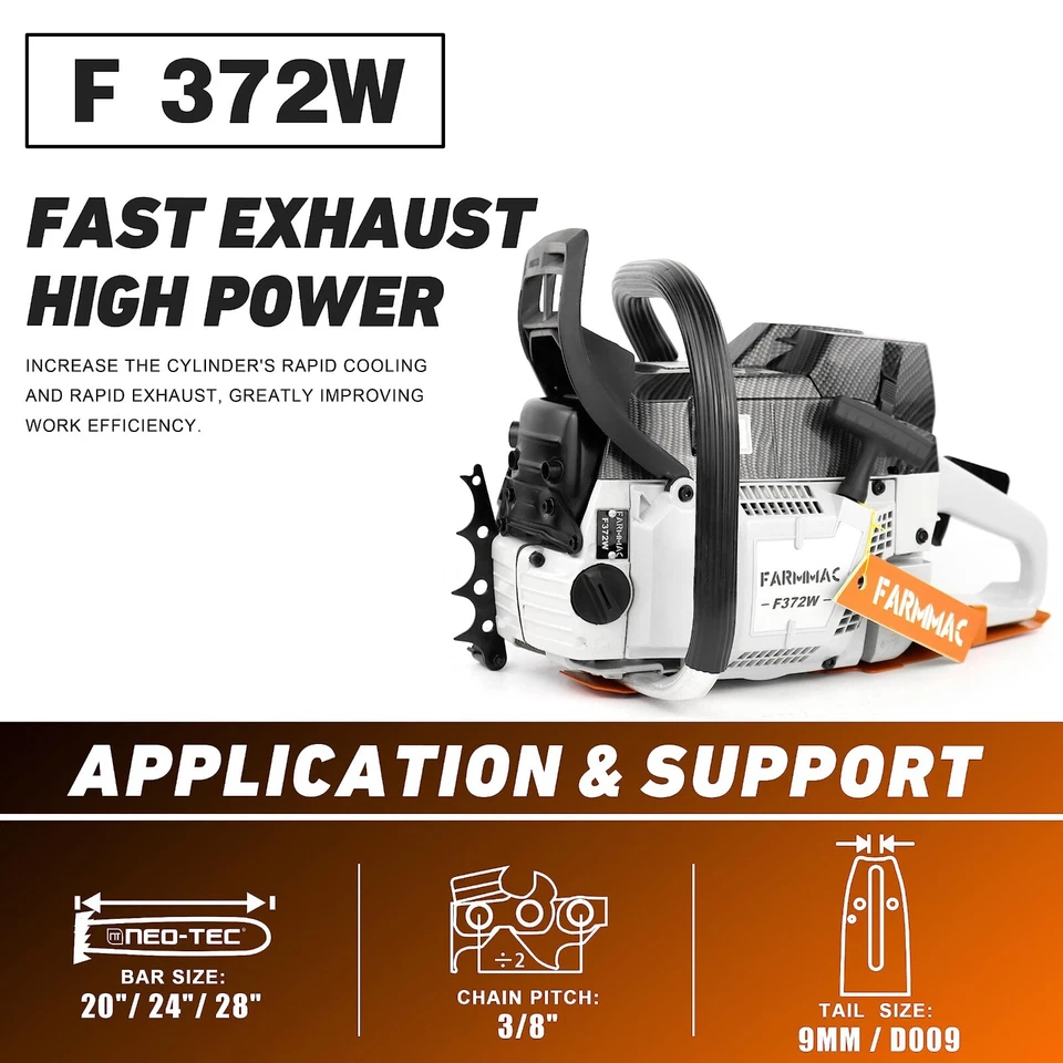 71cc Gas Chainsaw Power Head All Parts Compatible with Husqvarna 372XP Cut Tree - Image 3 of 4