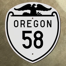 Oregon route 58 Goshen Eugene highway marker road sign shield eagle 15x17