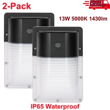 Kadision 13W LED Mini Wall Pack Light Dusk to Dawn, 5000K 1430Lm Waterproof, 2PK