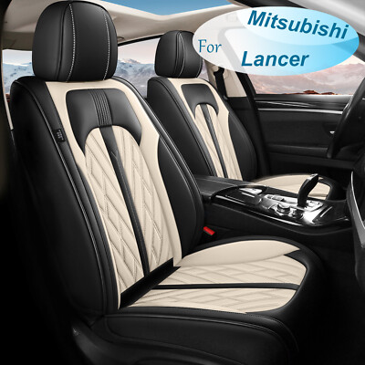 For Mitsubishi Lancer 2012-2017 Microfiber Leather Car 5 Seat Cover Pad Beige