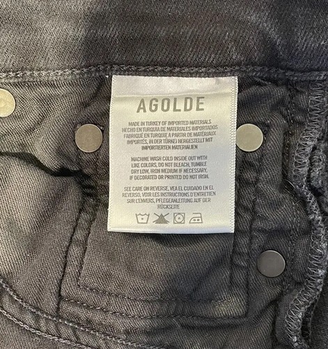 AGOLDE SZ 28 (Msr 28x28) Sophie Jeans Mid Rise Ankle Black Distressed Hem Skinny - Picture 7 of 14