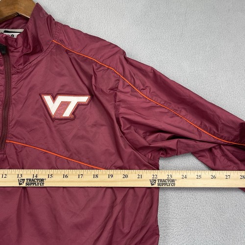 Virginia Tech Hokies Jacke Herren S weinrot 1/4 Zip Logo Pullover Warmup Karo - Bild 8 von 11