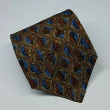 Ferrell Reed Silk Tie Brown Blue Leaf Men Necktie 58.5 x 3.75
