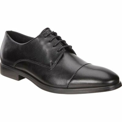 Ecco Black Melbourne Cap Toe Leather Oxfords Men's US Size 12-12.5/ 46 EU Z3399