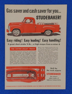 1955 STUDEBAKER PICKUP TRUCK ORIGINAL COLOR PRINT AD CLASSIC AMERICAN FARM ICON