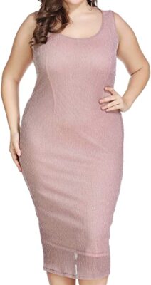 Plus Size Shimmer Swing Loose Midi Dress for Work Cocktail Formal Party Pink  | eBay