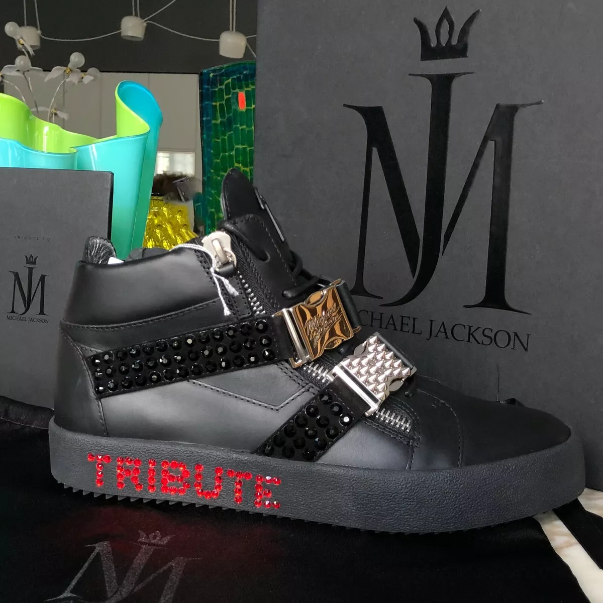 GIUSEPPE ZANOTTI Sneakers Michael Jackson Tribute  Black Leather size