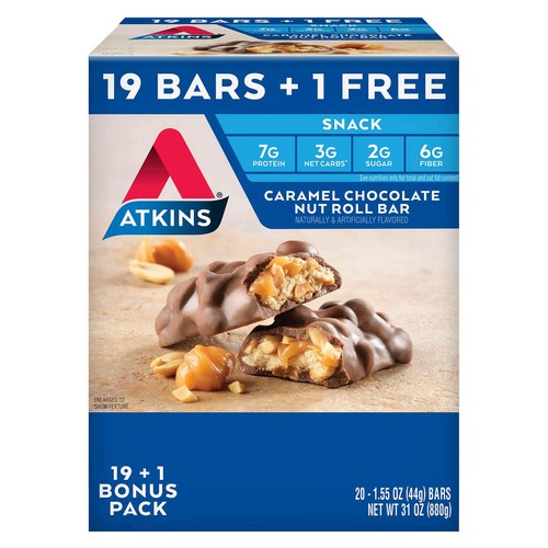Atkins Snack bar, Caramel Chocolate Nut Roll, Keto Friendly (20 ct.), 31 Ounce - Picture 1 of 1