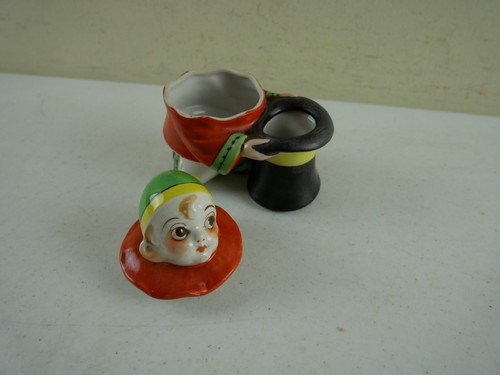 Vintage WWII Japan Porcelain Clown Jester Top Hat Cigarette & Match Holder NEW - Picture 5 of 6