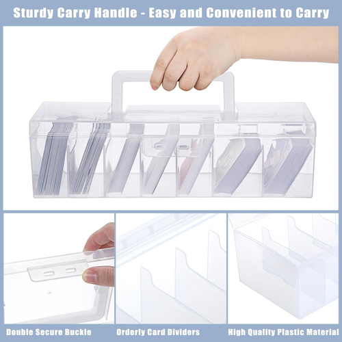1 Clear Plastic Trading Card Storage Box Plastic Card Storage Case with Dividers - Picture 5 of 12