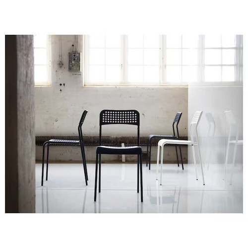 Adde Chair Durable Steel Frame Stackable White/Black Kitchen Home Office - Picture 14 of 41