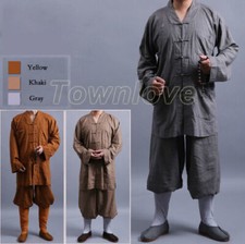 Shaolin Kung Fu Uniform Tai Chi Zen Monk Lay Suit Buddhists Meditation Gown Sets