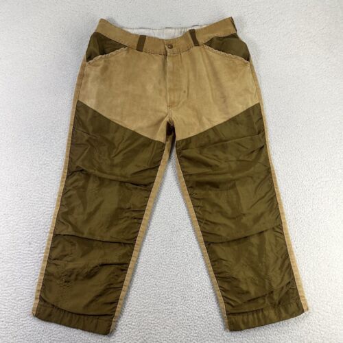 VINTAGE Sears Brush Pants Mens 42 Brown Canvas Briar Hunting Shrinkage 36x26 - Picture 1 of 20