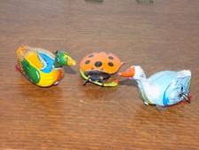 Three Vintage Tin Toys. Duck, Goose and Lady Bug