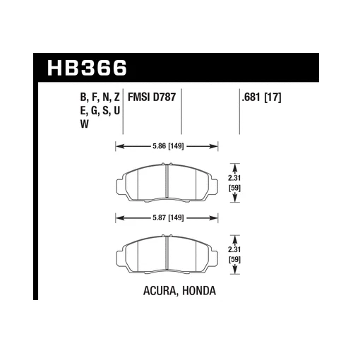 Hawk High Performance Street HPS Compound Front Brake Pads for 06-11 Honda Civic - Изображение 4 из 4