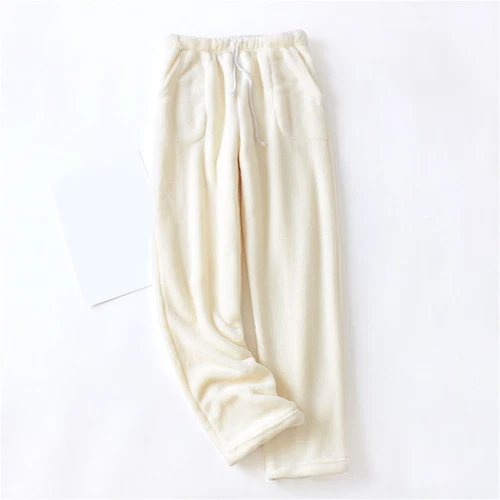 Damen Fleece Pyjamahose Fuzzy Lounge Hose Warm Flauschig Nachtwäsche Hose - Bild 16 von 22