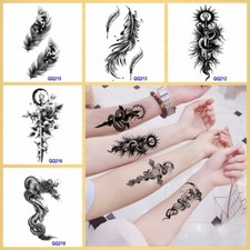 Set of 5 Sheets Snake Cross Feather Flower Dream Catcher Stars Moon Body Tattoo