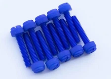 Nylon Thumb Screws, Brilliant Blue, 1/4-20 x 1-1/4" Length, 10 Pcs