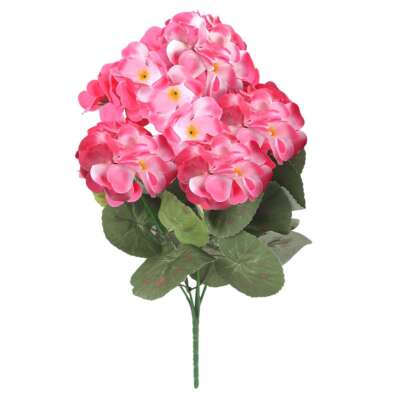 1-2 Bundles Artificial Red Geranium Silk Flowers Outdoor Plant Bush Faux Flower