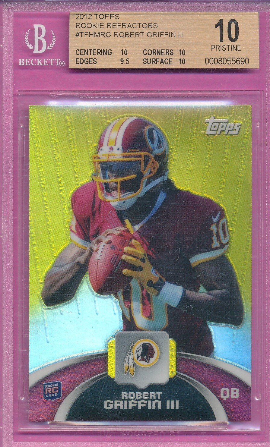 BGS 10 PRISTINE ROBERT GRIFFIN ROOKIE 2012 TOPPS REFRACTOR BECKETT GEM ...