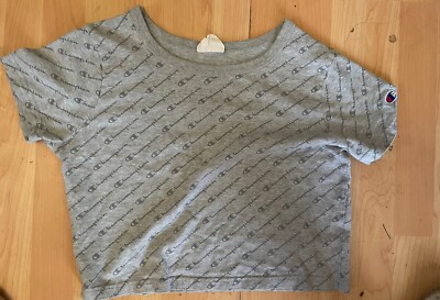 CHAMPION gray Logo Crop Tee T-shirt Size M Women Casual Athletic