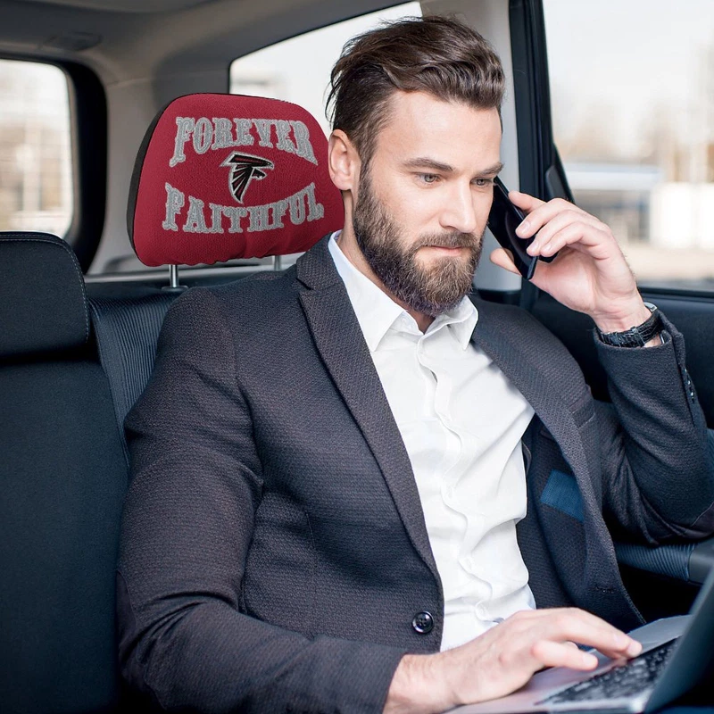 2pcs Forever Faithful Atlanta Falcons Car Headrest Covers Car Decoration