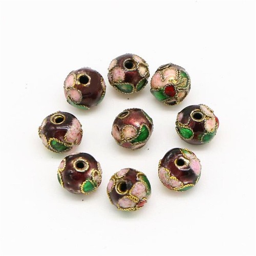 10pcs Cloisonne Enamel Round Spacer Loose Bead Jewelry Finding 6mm / 8mm - Picture 4 of 20