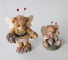 2 Cherished Teddies My Little Bumble Bee HEARTS WINGS ROSES DAISY FLOWER HONEY