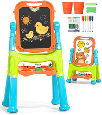 Lehoo Castle Easel for Kids 3-5, Magnetic Chalkboard Whiteboard Green Toddler