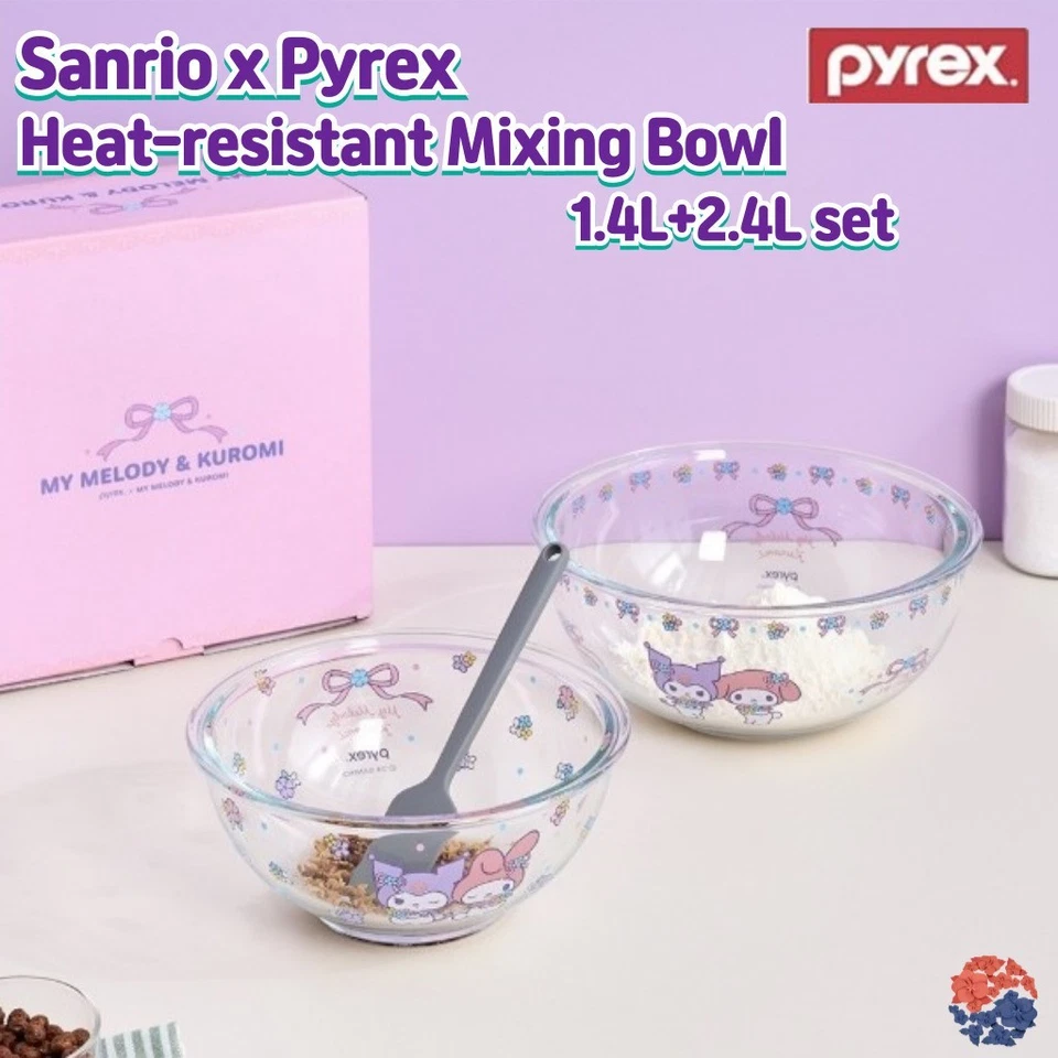Limited Pyrex Sanrio Measuring Cup2p+Lid Set +Mixing Bowl 2p+Glass Container 2p - Image 4 of 4