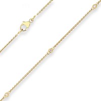 Rund-Ankerkette Goldkette Mit Zirkonia Collier Aus 375 Gold Gelbgold 45Cm