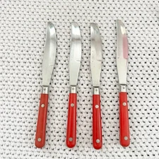 Washington Forge WF Mardi Gras Red Handle Stainless Steel Set 4 Dinner Knives