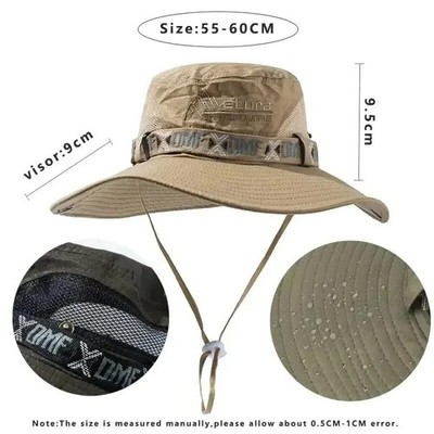 Men Summer Wide Brim Bucket Hat UV Protection Mesh Fisherman Panama Outdoor Sun