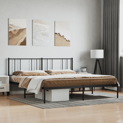 Metal Bed Frame with Headboard Single Double Queen King Size Bed Base vidaXL - Picture 4 of 29