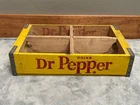 Dr Pepper Vintage Wooden Soda Advertising Crate Yellow Red Soda Theme