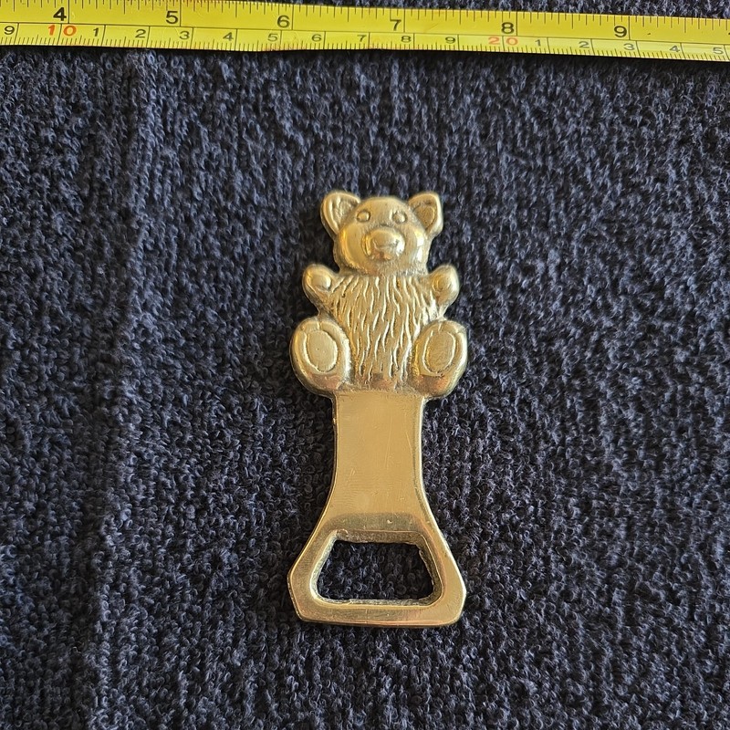 Teddy Bear Brass Figural Bottle Opener