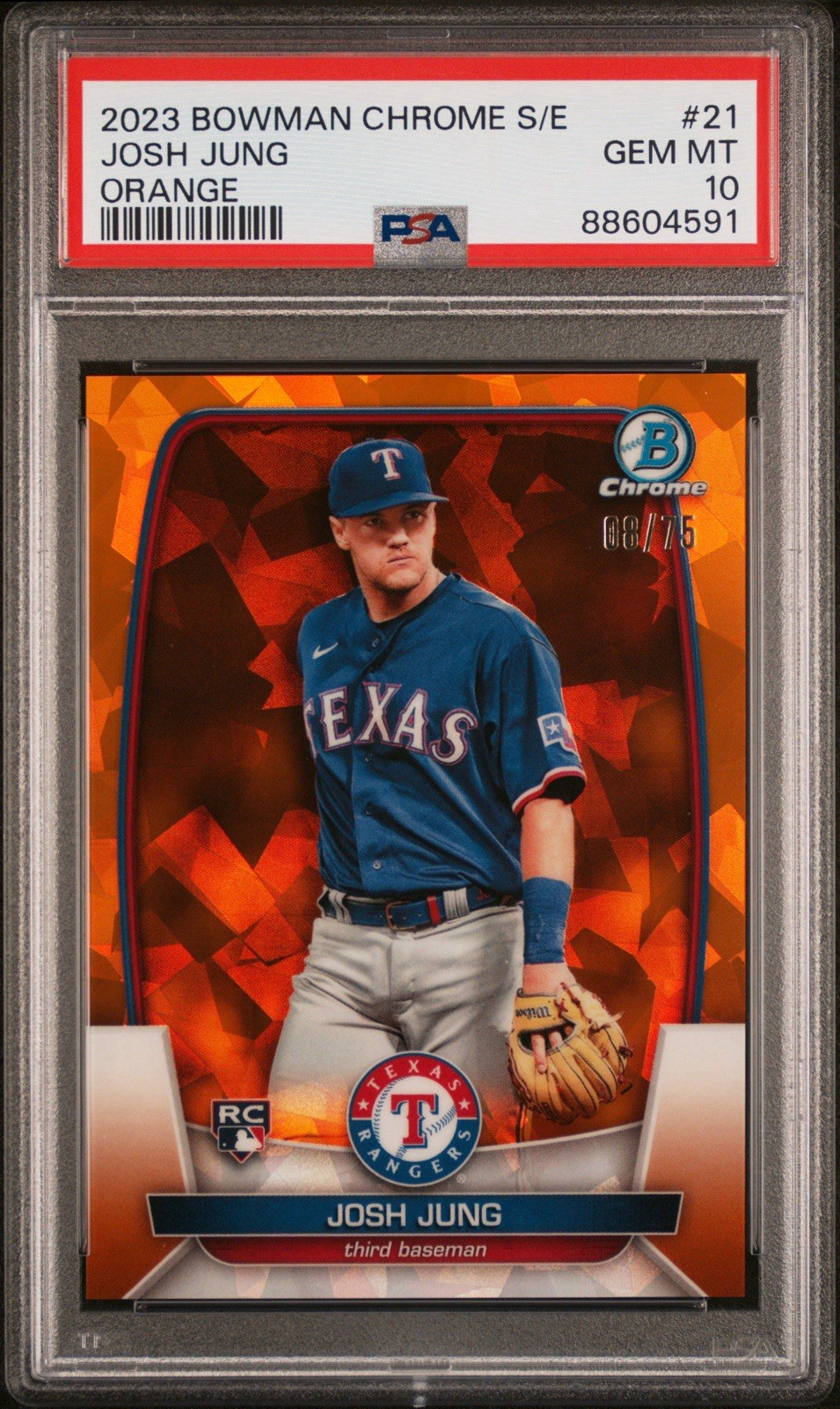 2023 Bowman Chrome Sapphire Josh Jung Orange RC /75 #21 PSA 10 GEM MINT Rookie