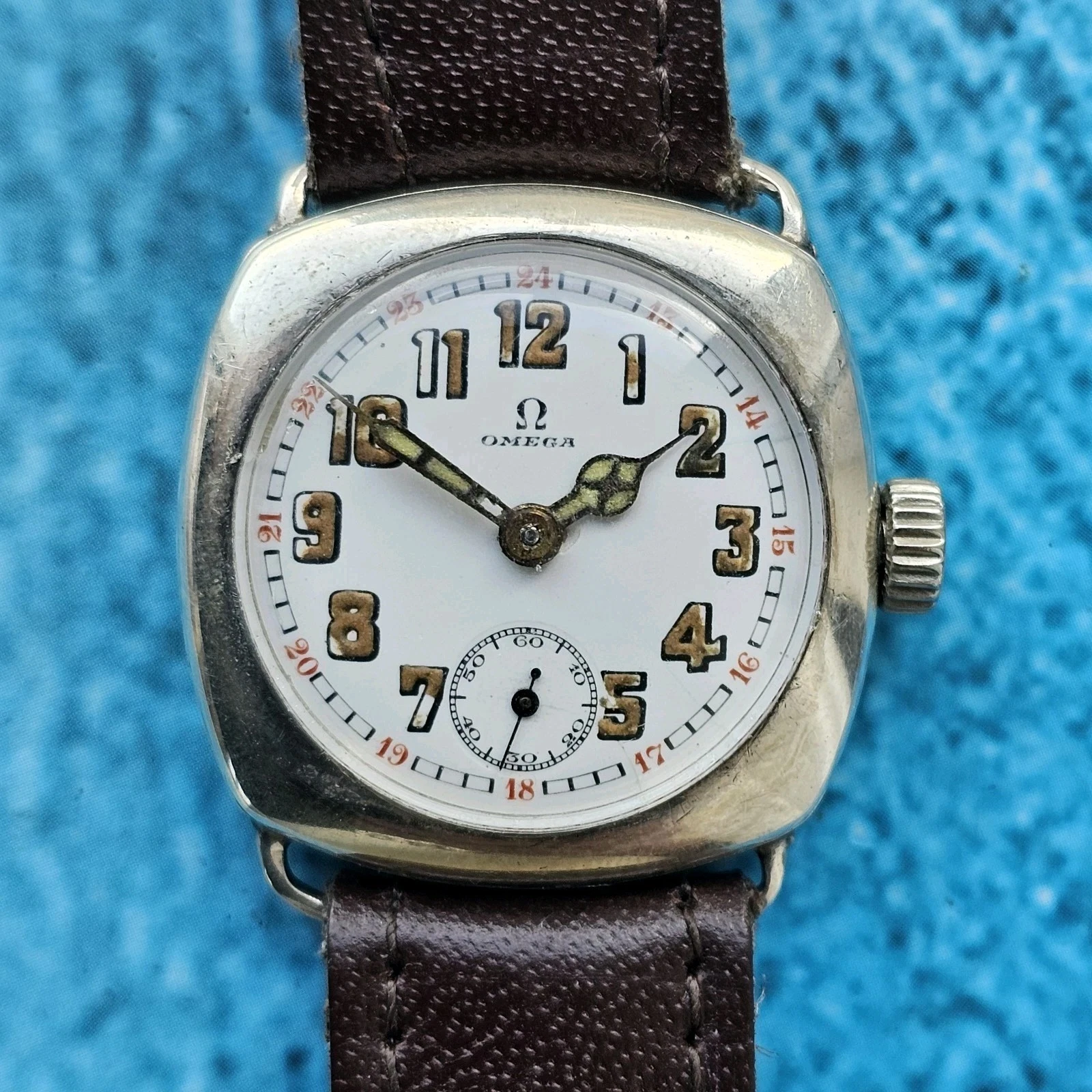 Omega — Vintage Silver Omega Small-sized Hand-Winding Military Style Wristwatch