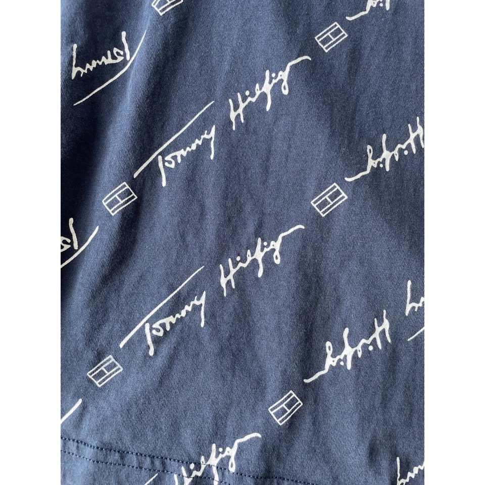 Tommy Hilfiger Allover Logo Tee Boys XL Navy Blue Y2K Streetwear Casual T Shirt - Image 2 of 4