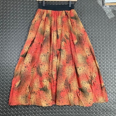 Vintage Women Tailor Sport Multicolor Red Orange A-Line Skirt Size Small