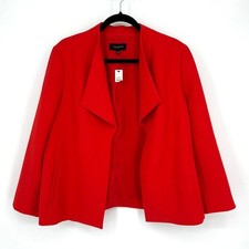 NWT TALBOTS 169 Solid Red Lined Open Front Lapel Draped Jacket Blazer Top - 16