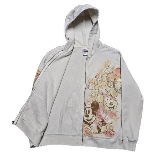 VTG Y2K Disney Store Full Zip Hooded Jacket Mickey Mouse Embroidered AOP Sz L - Picture 2 of 23